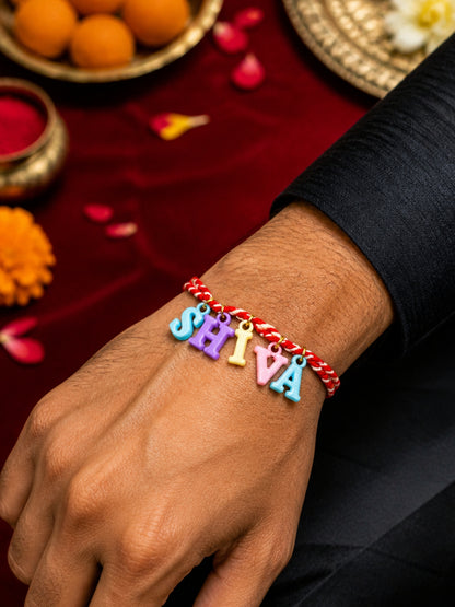 Alphabet Kids Name Rakhi Red Thread  Bhai Bro Gift