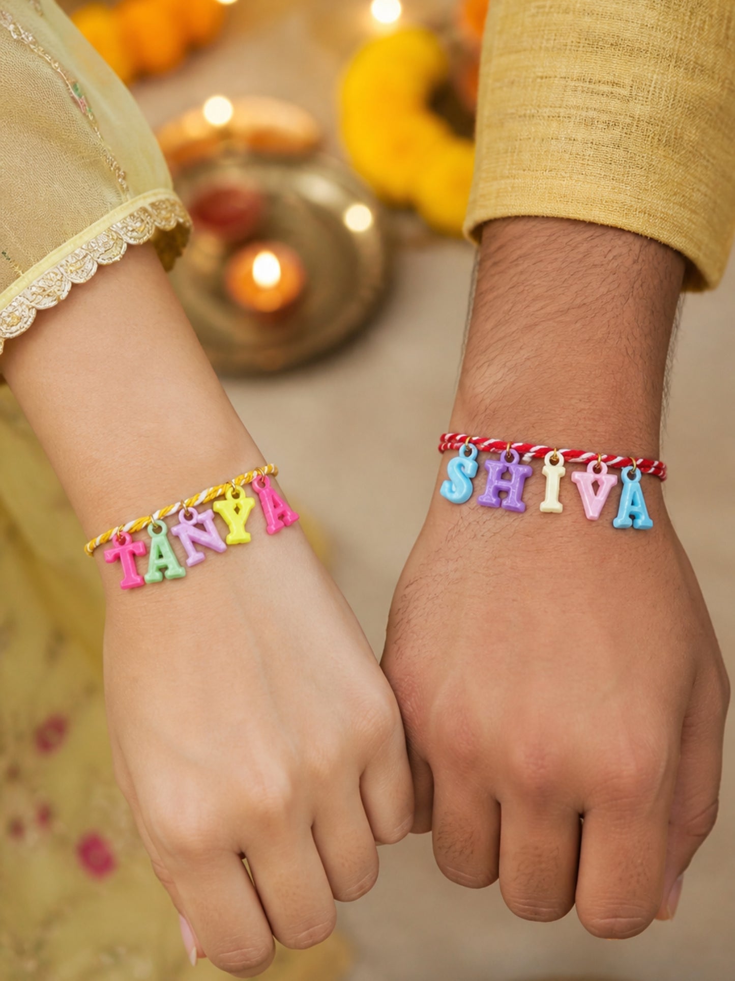 (Set of 2) Alphabet Kids Rakhi Bracelet Bhai Bro Gift