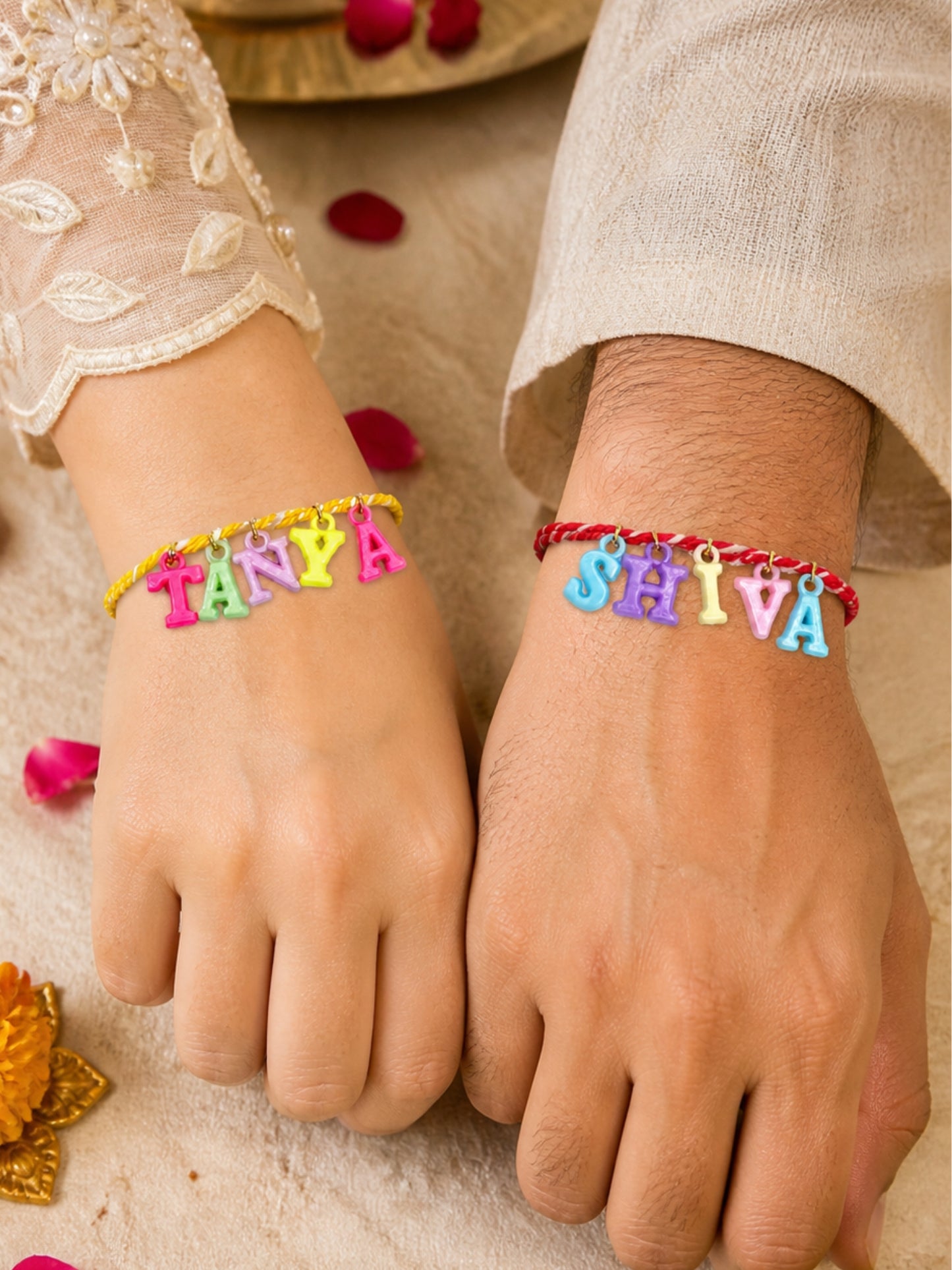 (Set of 2) Alphabet Kids Rakhi Bracelet Bhai Bro Gift