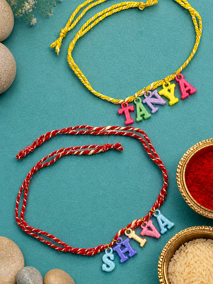 (Set of 2) Alphabet Kids Rakhi Bracelet Bhai Bro Gift