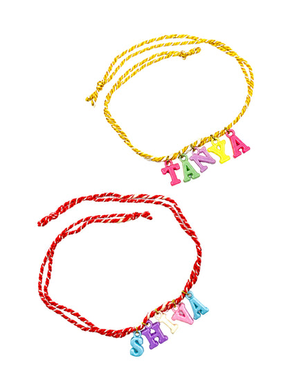 (Set of 2) Alphabet Kids Rakhi Bracelet Bhai Bro Gift
