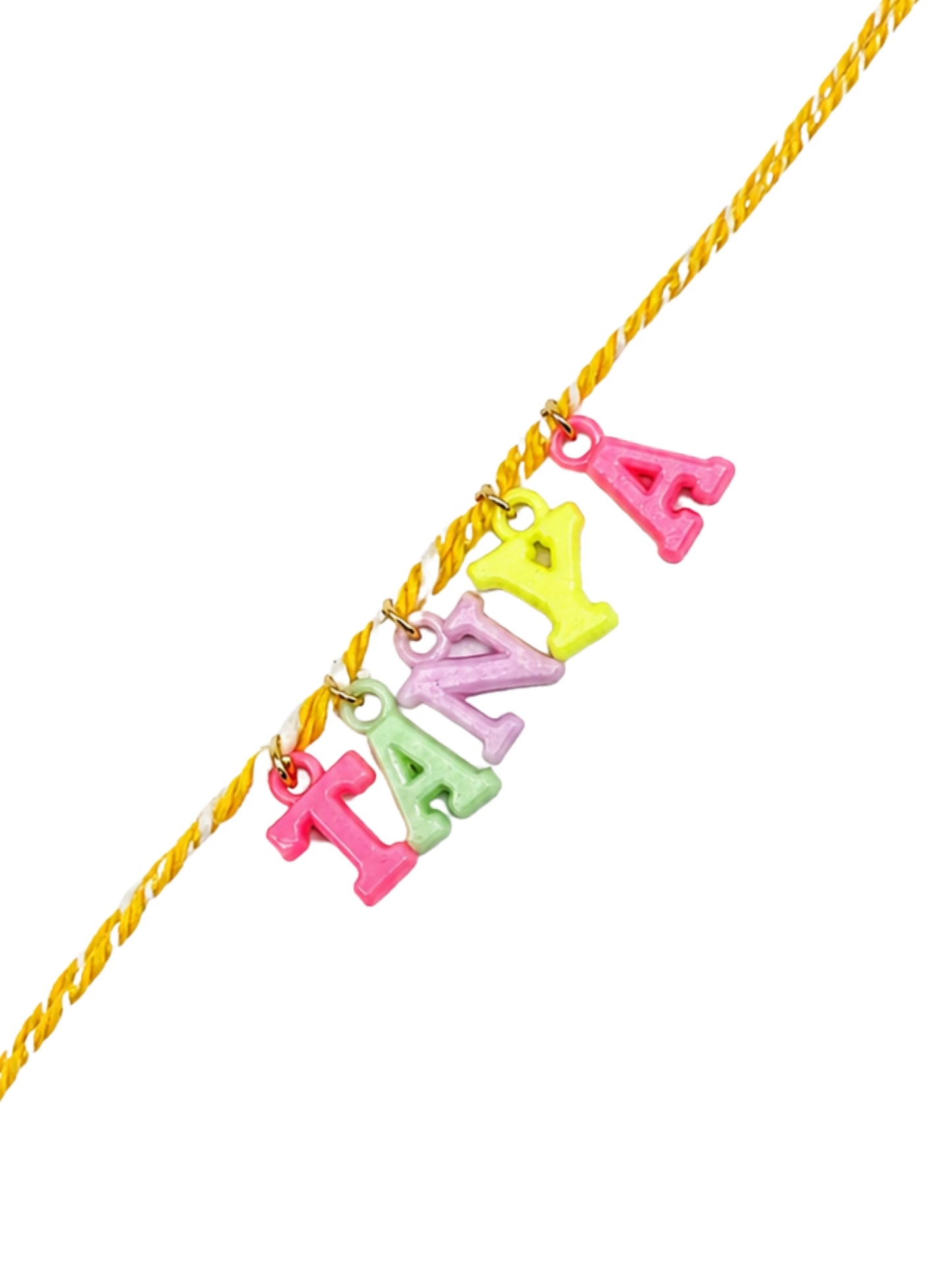 Alphabet Kids Name Rakhi Yellow Thread Bhai Bro Gift