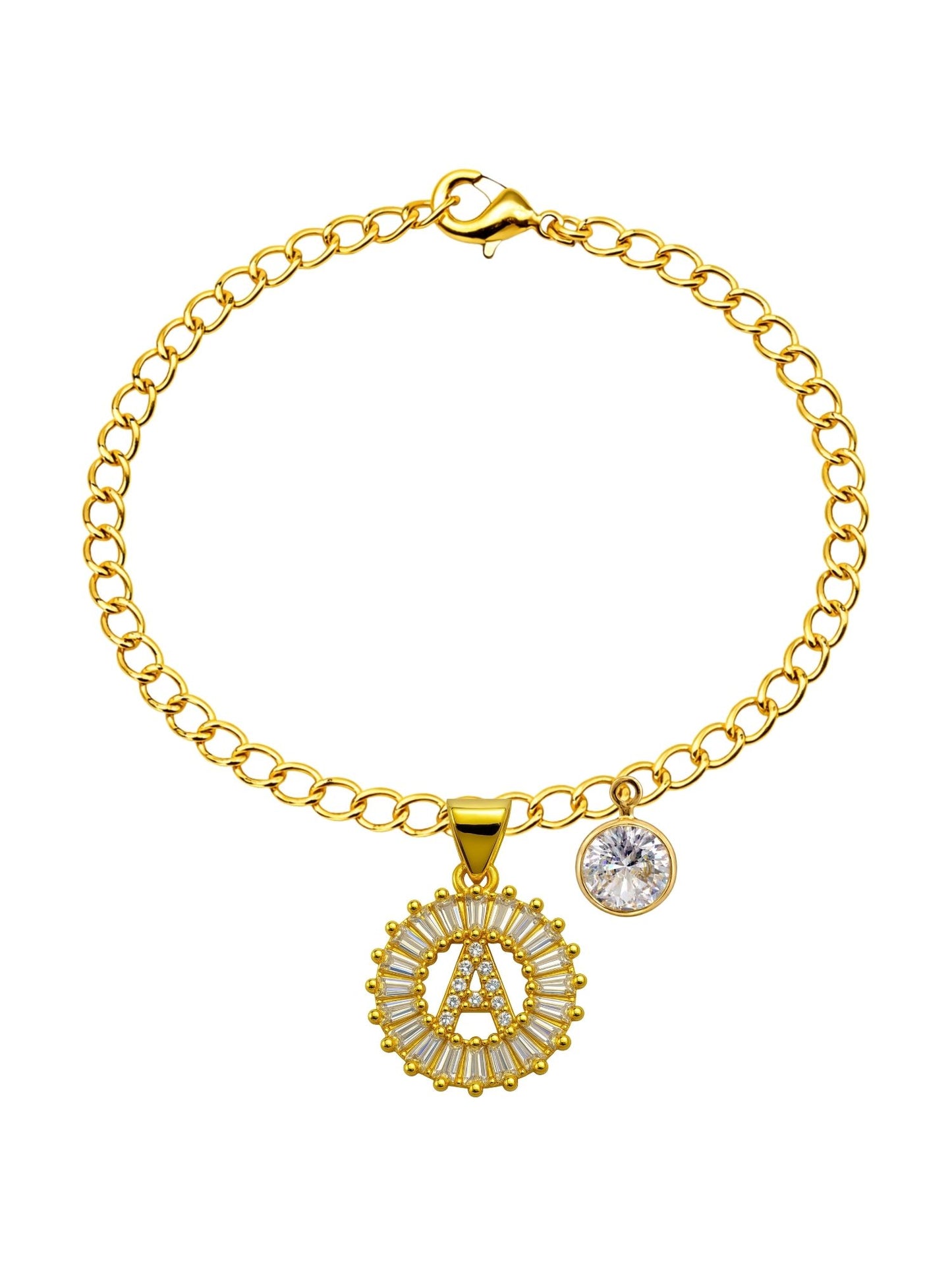 A TO Z Alphabet Circular Crystal Charm Initial Name Lumba Rakhi Bracelet For Bhaiya Bhabhi