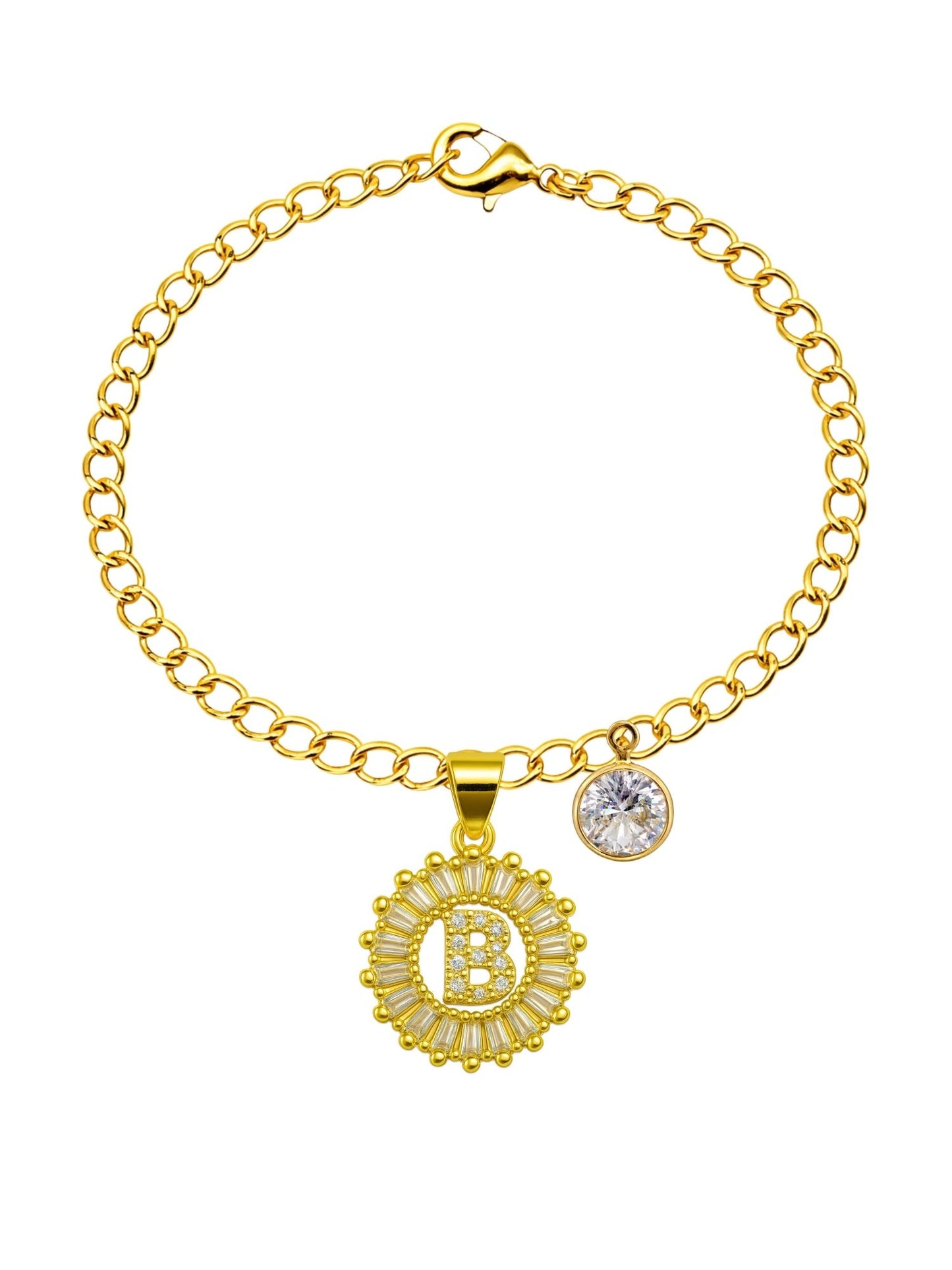 A TO Z Alphabet Circular Crystal Charm Initial Name Lumba Rakhi Bracelet For Bhaiya Bhabhi