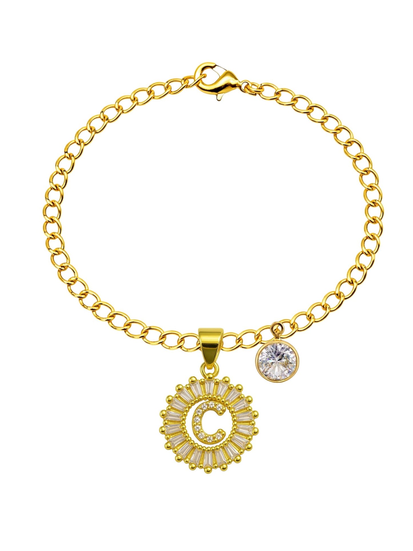 A TO Z Alphabet Circular Crystal Charm Initial Name Lumba Rakhi Bracelet For Bhaiya Bhabhi