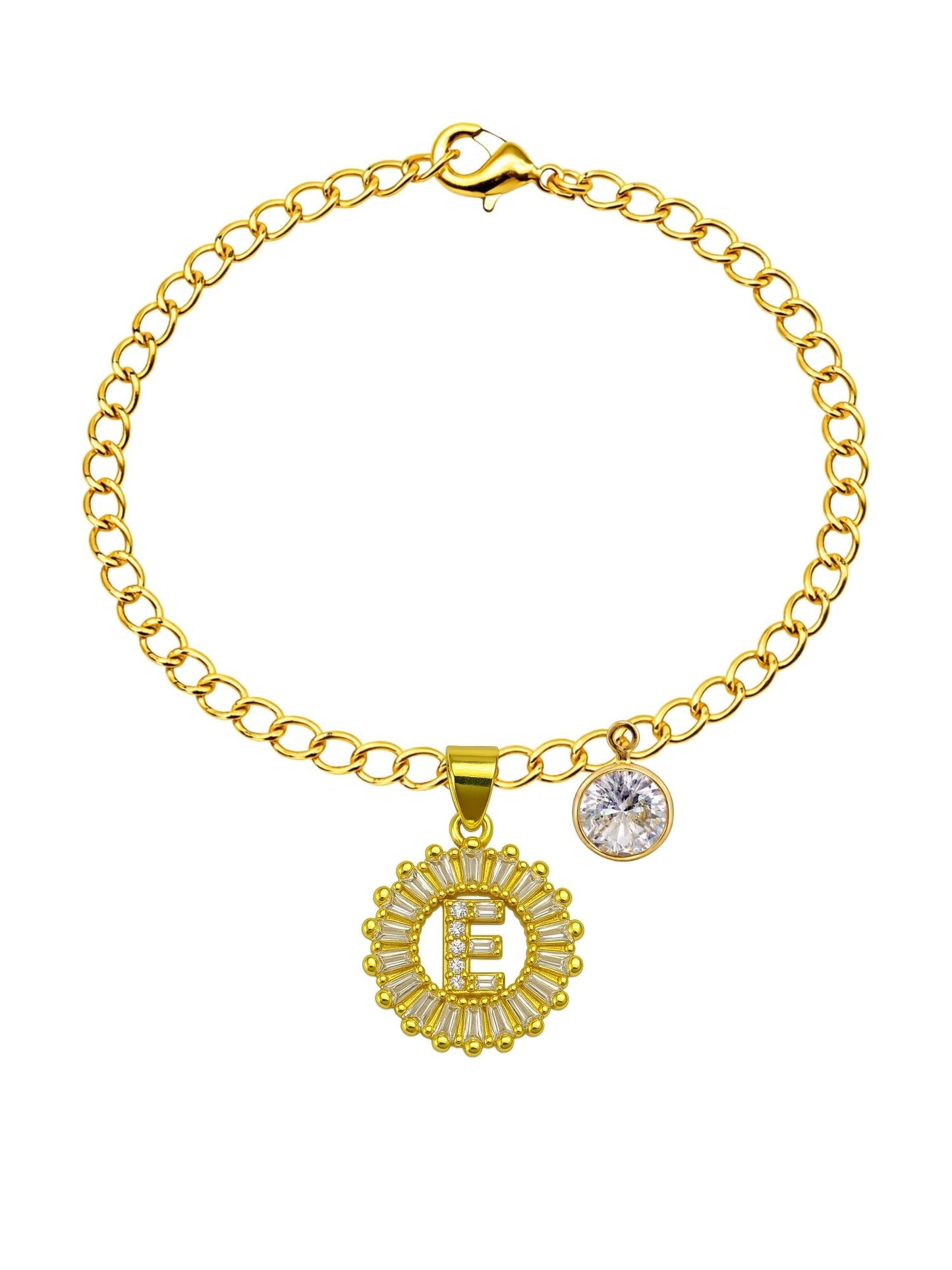 A TO Z Alphabet Circular Crystal Charm Initial Name Lumba Rakhi Bracelet For Bhaiya Bhabhi