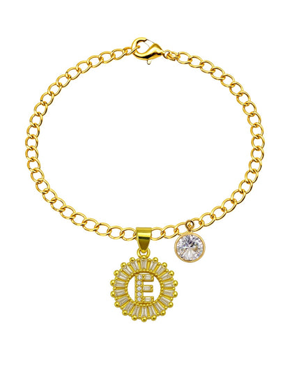 A TO Z Alphabet Circular Crystal Charm Initial Name Lumba Rakhi Bracelet For Bhaiya Bhabhi