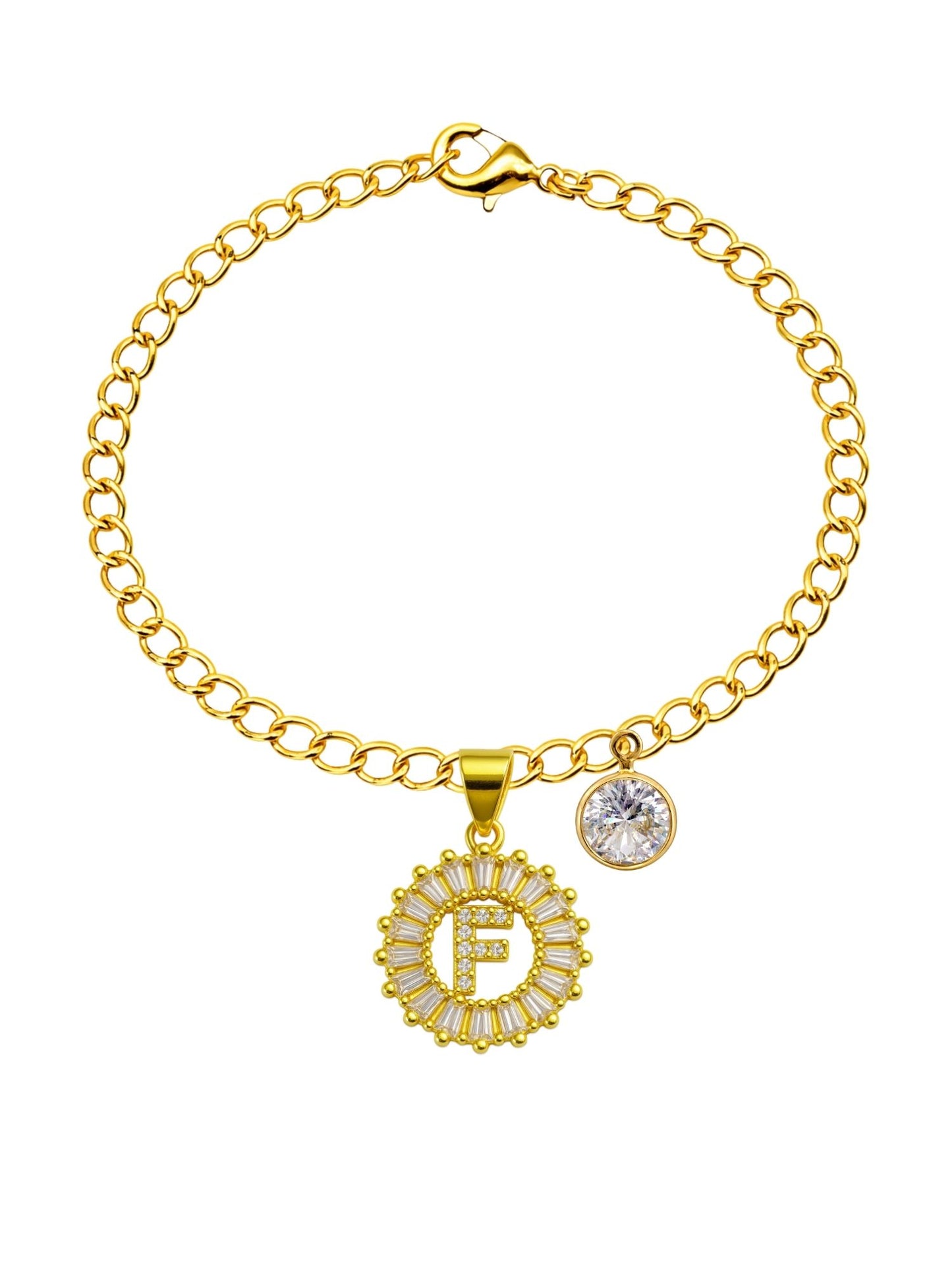 A TO Z Alphabet Circular Crystal Charm Initial Name Lumba Rakhi Bracelet For Bhaiya Bhabhi