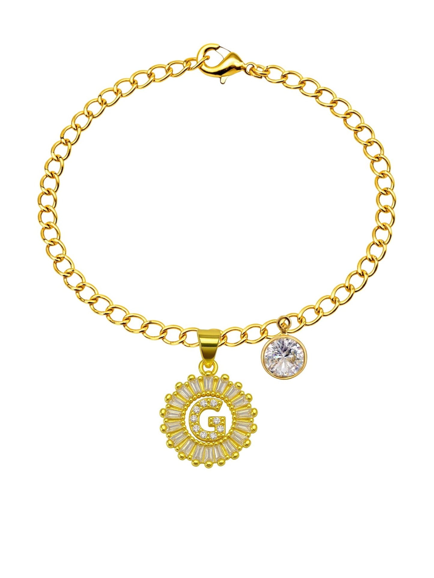 A TO Z Alphabet Circular Crystal Charm Initial Name Lumba Rakhi Bracelet For Bhaiya Bhabhi