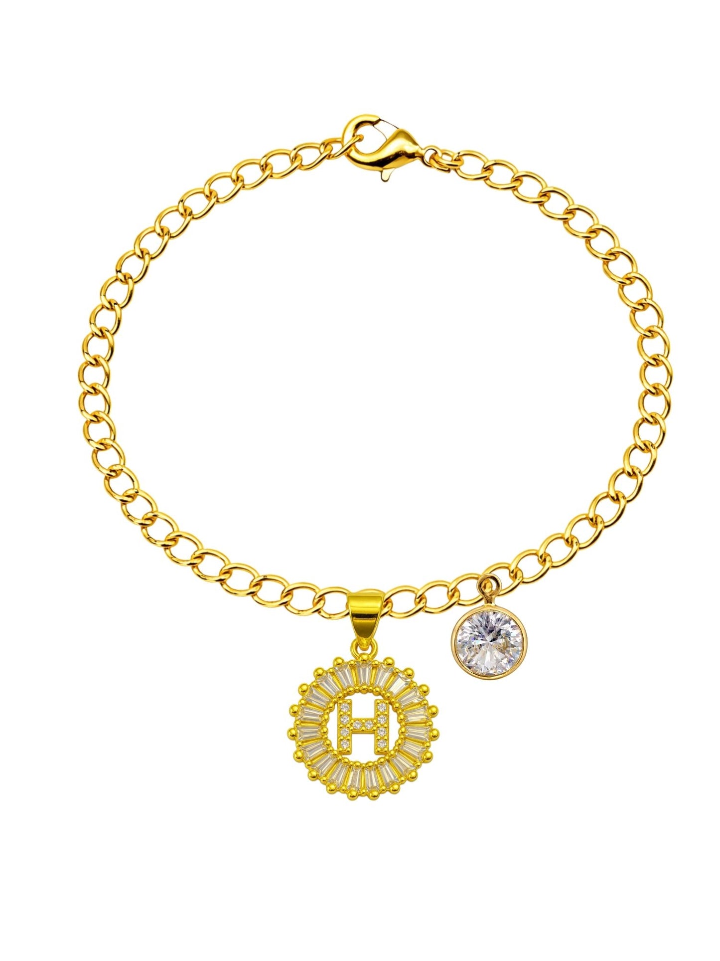 A TO Z Alphabet Circular Crystal Charm Initial Name Lumba Rakhi Bracelet For Bhaiya Bhabhi