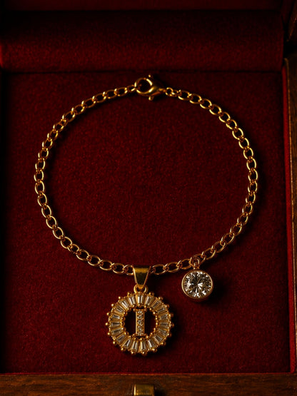 A TO Z Alphabet Circular Crystal Charm Initial Name Lumba Rakhi Bracelet For Bhaiya Bhabhi