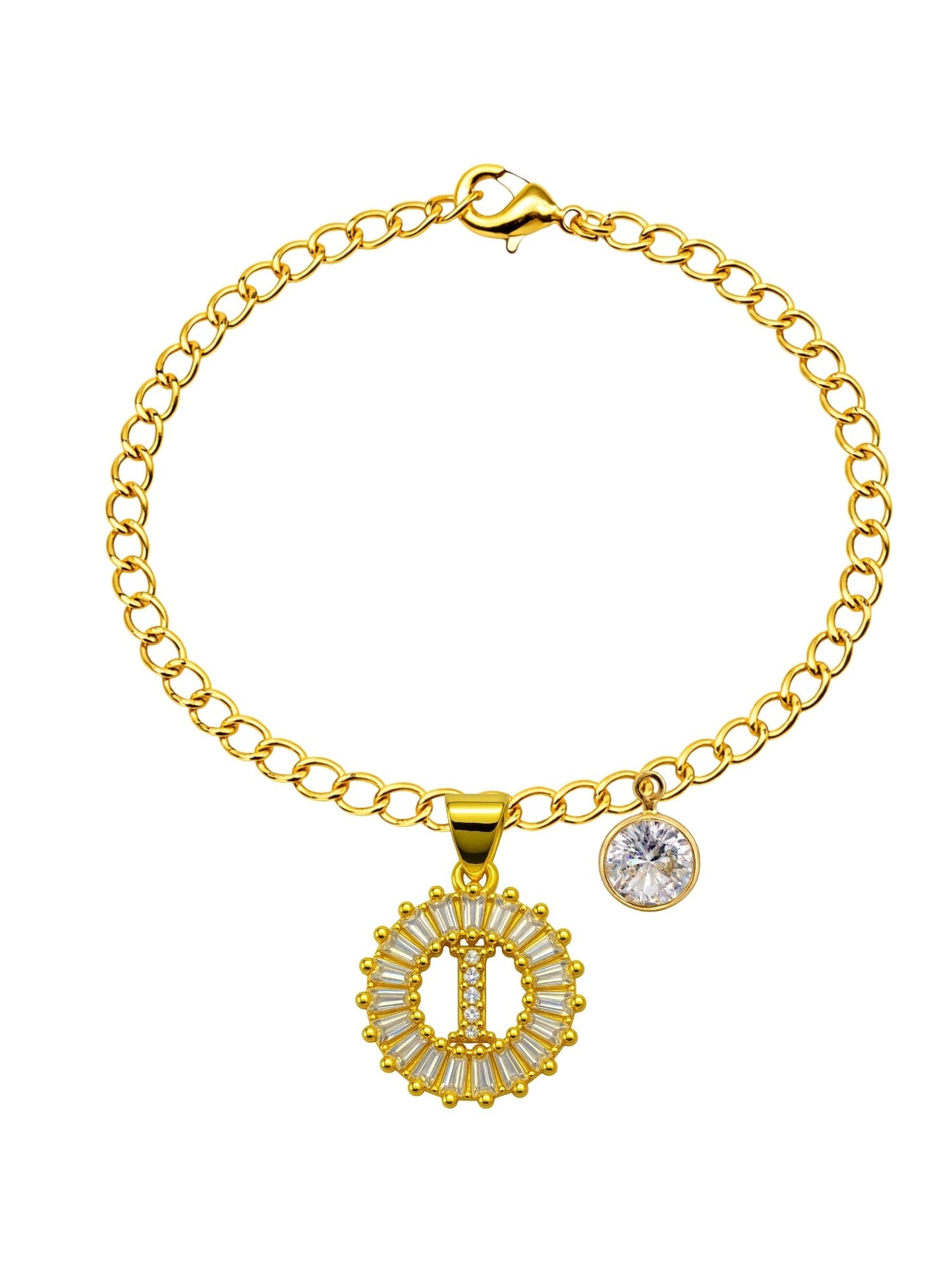 A TO Z Alphabet Circular Crystal Charm Initial Name Lumba Rakhi Bracelet For Bhaiya Bhabhi