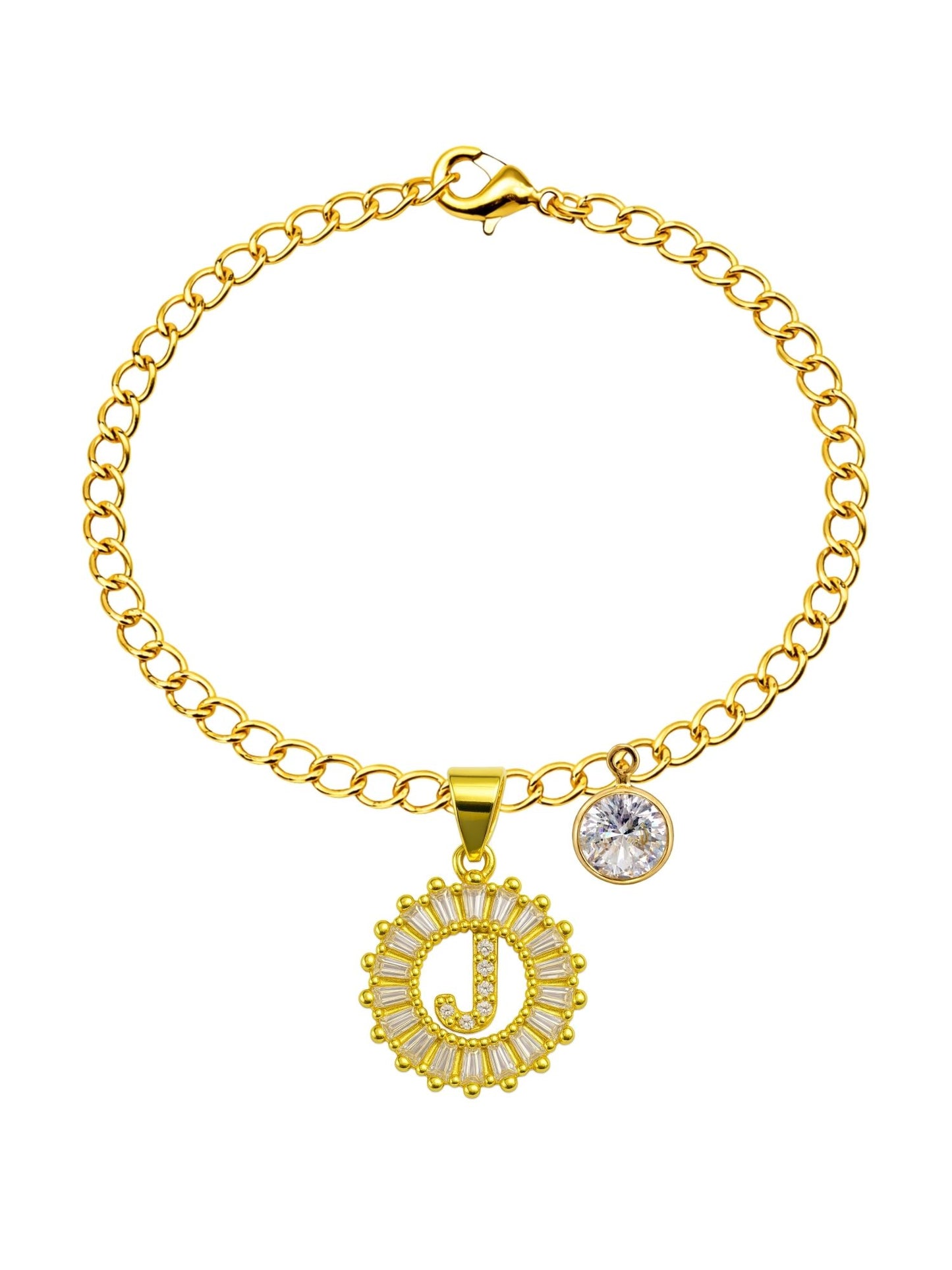 A TO Z Alphabet Circular Crystal Charm Initial Name Lumba Rakhi Bracelet For Bhaiya Bhabhi