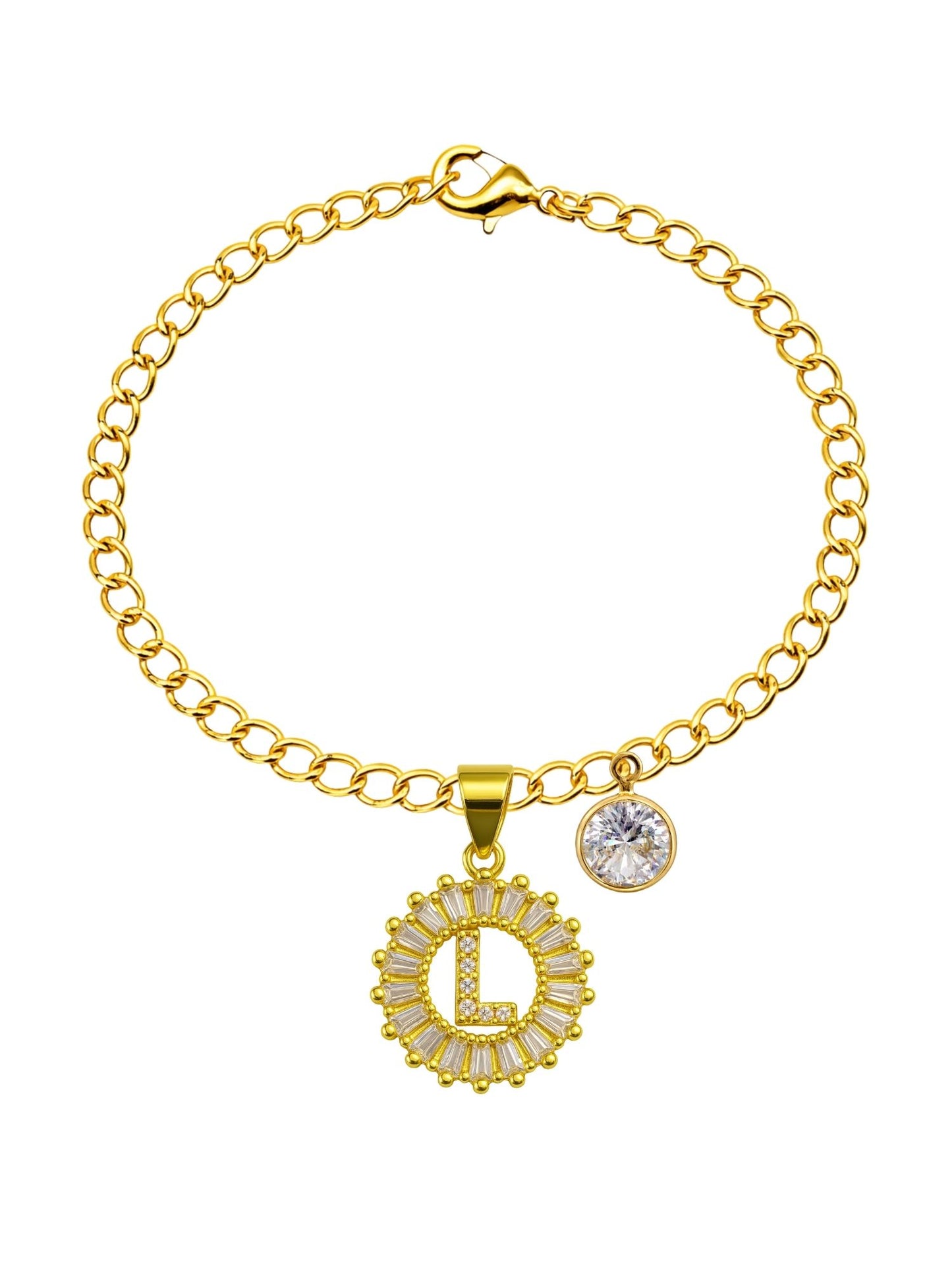A TO Z Alphabet Circular Crystal Charm Initial Name Lumba Rakhi Bracelet For Bhaiya Bhabhi