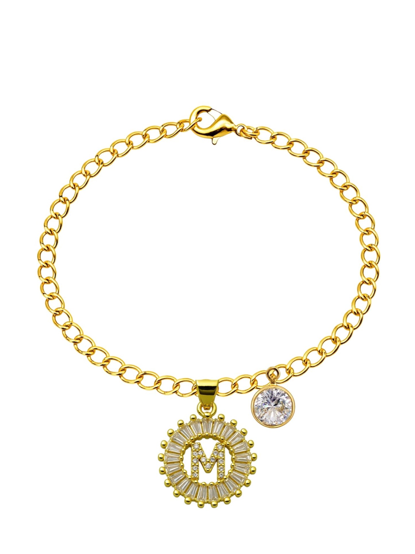 A TO Z Alphabet Circular Crystal Charm Initial Name Lumba Rakhi Bracelet For Bhaiya Bhabhi
