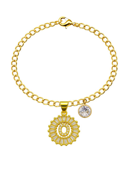A TO Z Alphabet Circular Crystal Charm Initial Name Lumba Rakhi Bracelet For Bhaiya Bhabhi