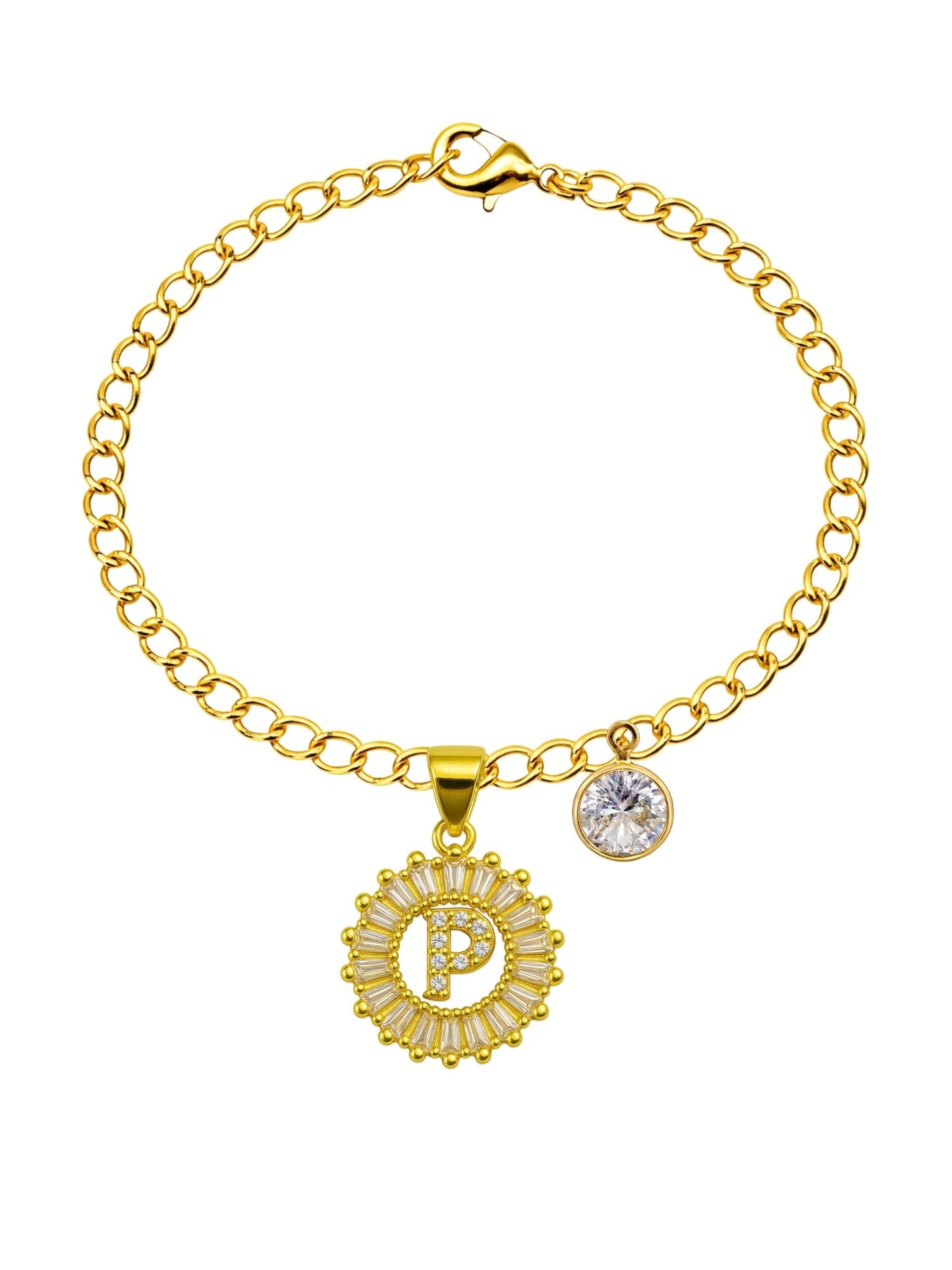 A TO Z Alphabet Circular Crystal Charm Initial Name Lumba Rakhi Bracelet For Bhaiya Bhabhi