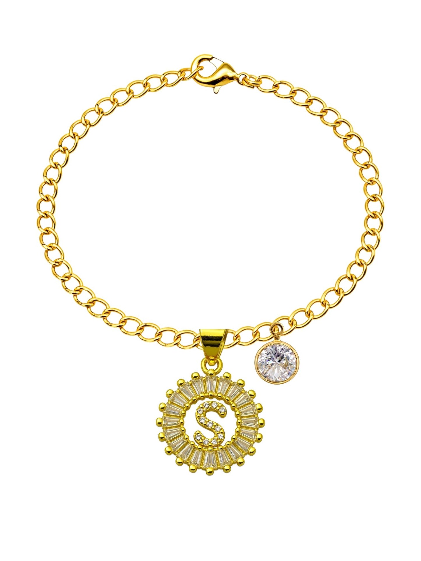 A TO Z Alphabet Circular Crystal Charm Initial Name Lumba Rakhi Bracelet For Bhaiya Bhabhi