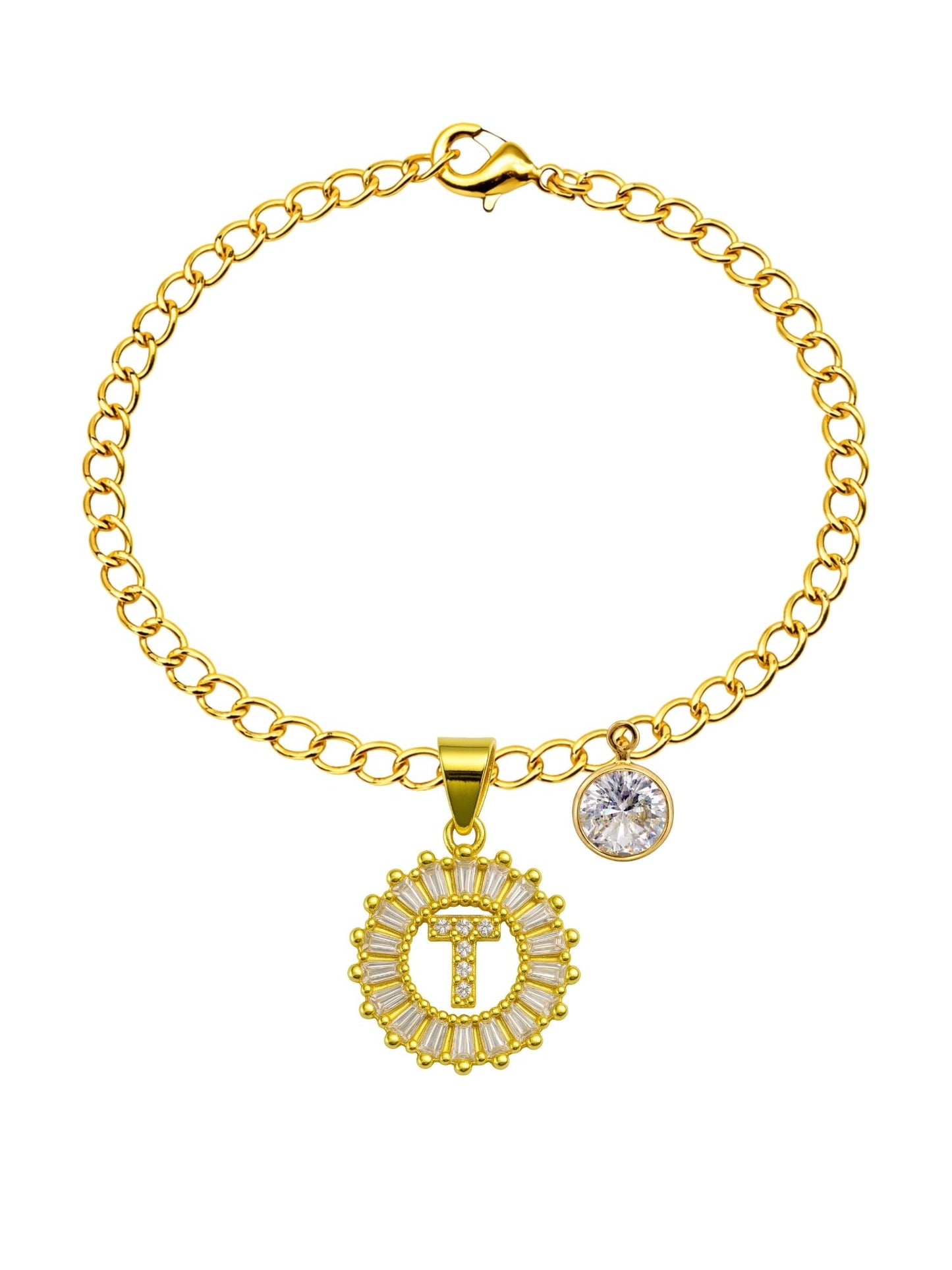 A TO Z Alphabet Circular Crystal Charm Initial Name Lumba Rakhi Bracelet For Bhaiya Bhabhi