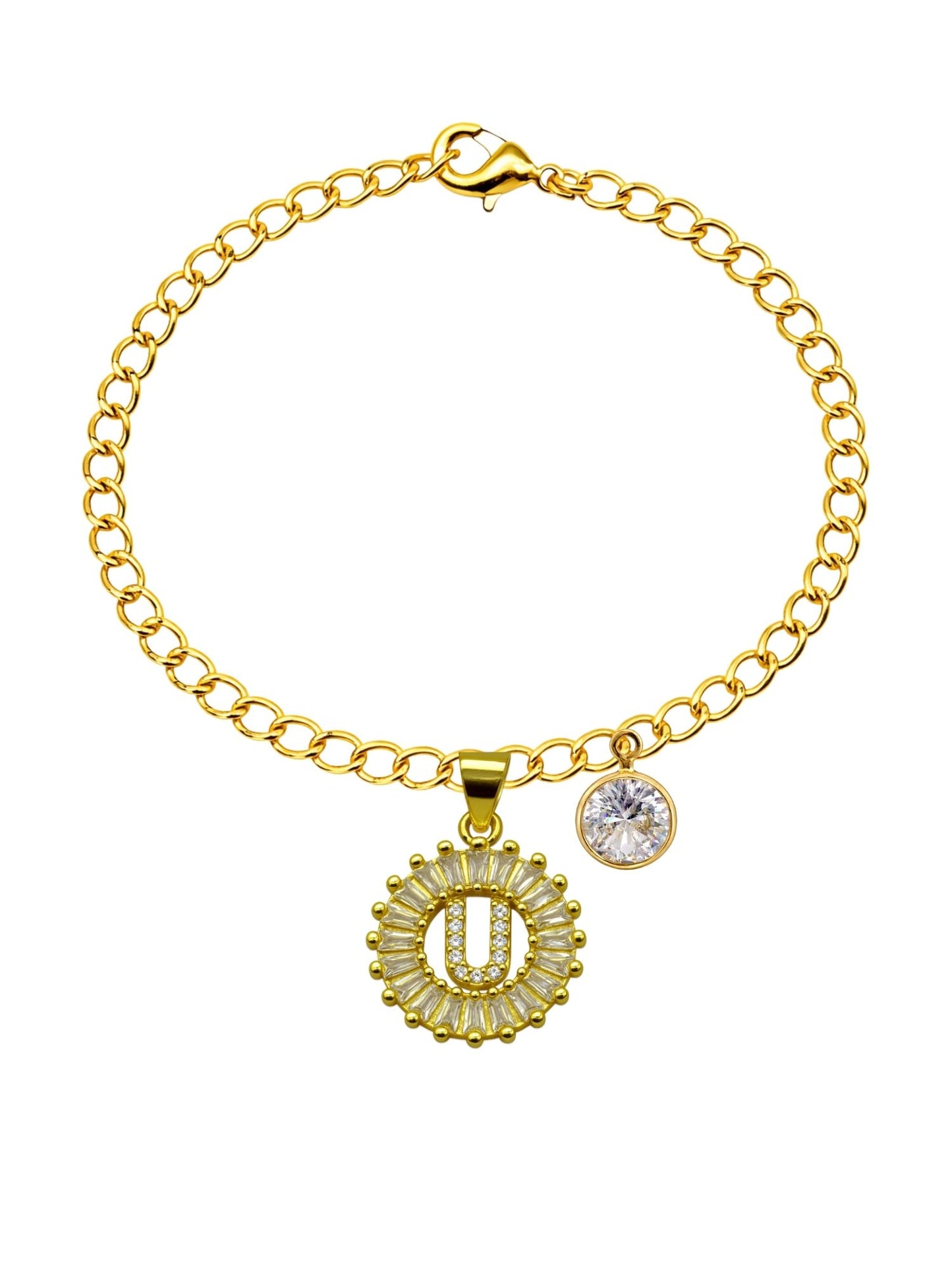 A TO Z Alphabet Circular Crystal Charm Initial Name Lumba Rakhi Bracelet For Bhaiya Bhabhi
