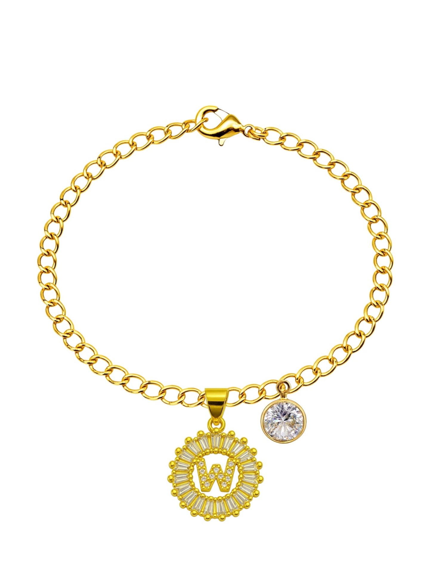 A TO Z Alphabet Circular Crystal Charm Initial Name Lumba Rakhi Bracelet For Bhaiya Bhabhi