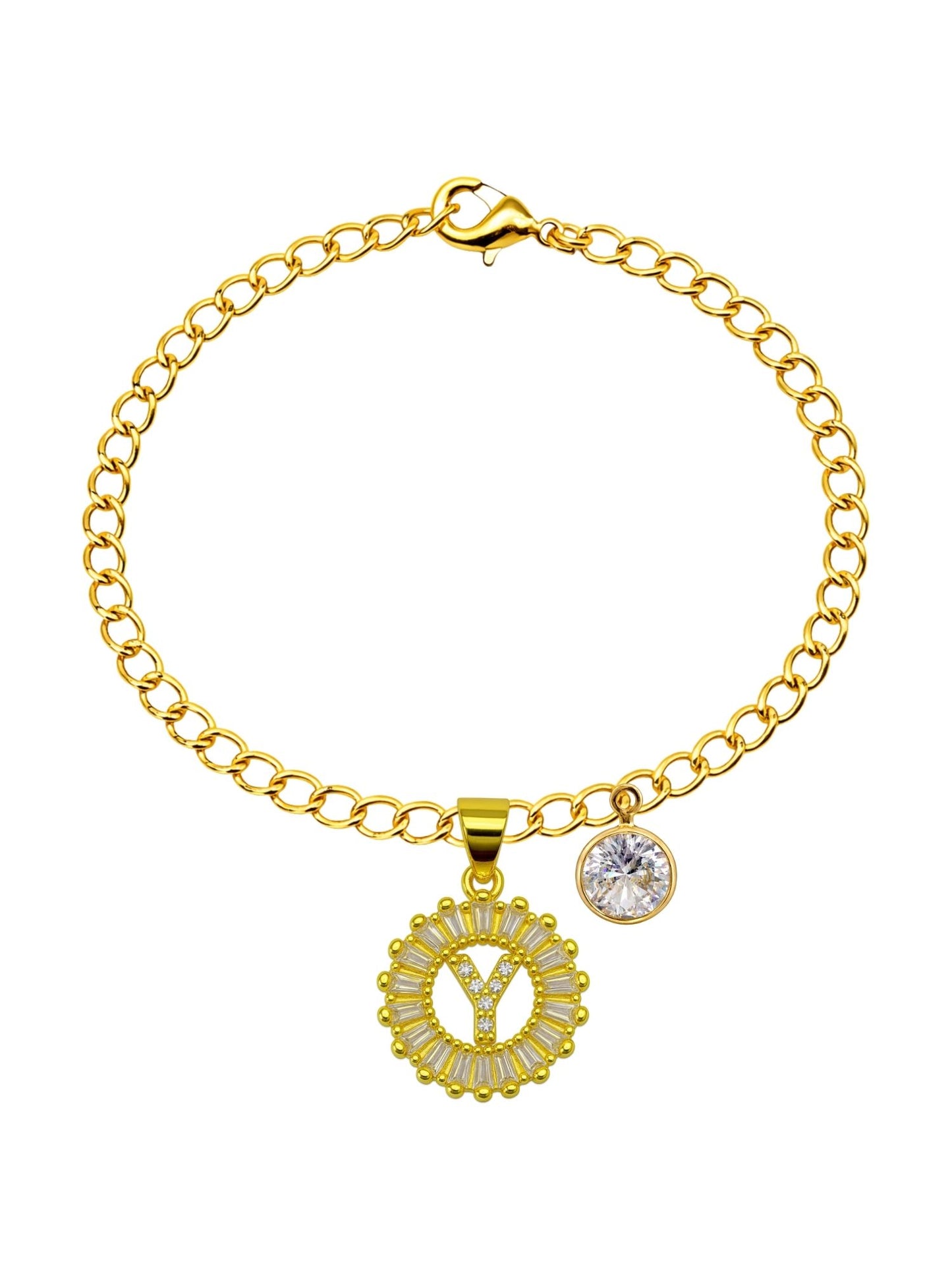 A TO Z Alphabet Circular Crystal Charm Initial Name Lumba Rakhi Bracelet For Bhaiya Bhabhi