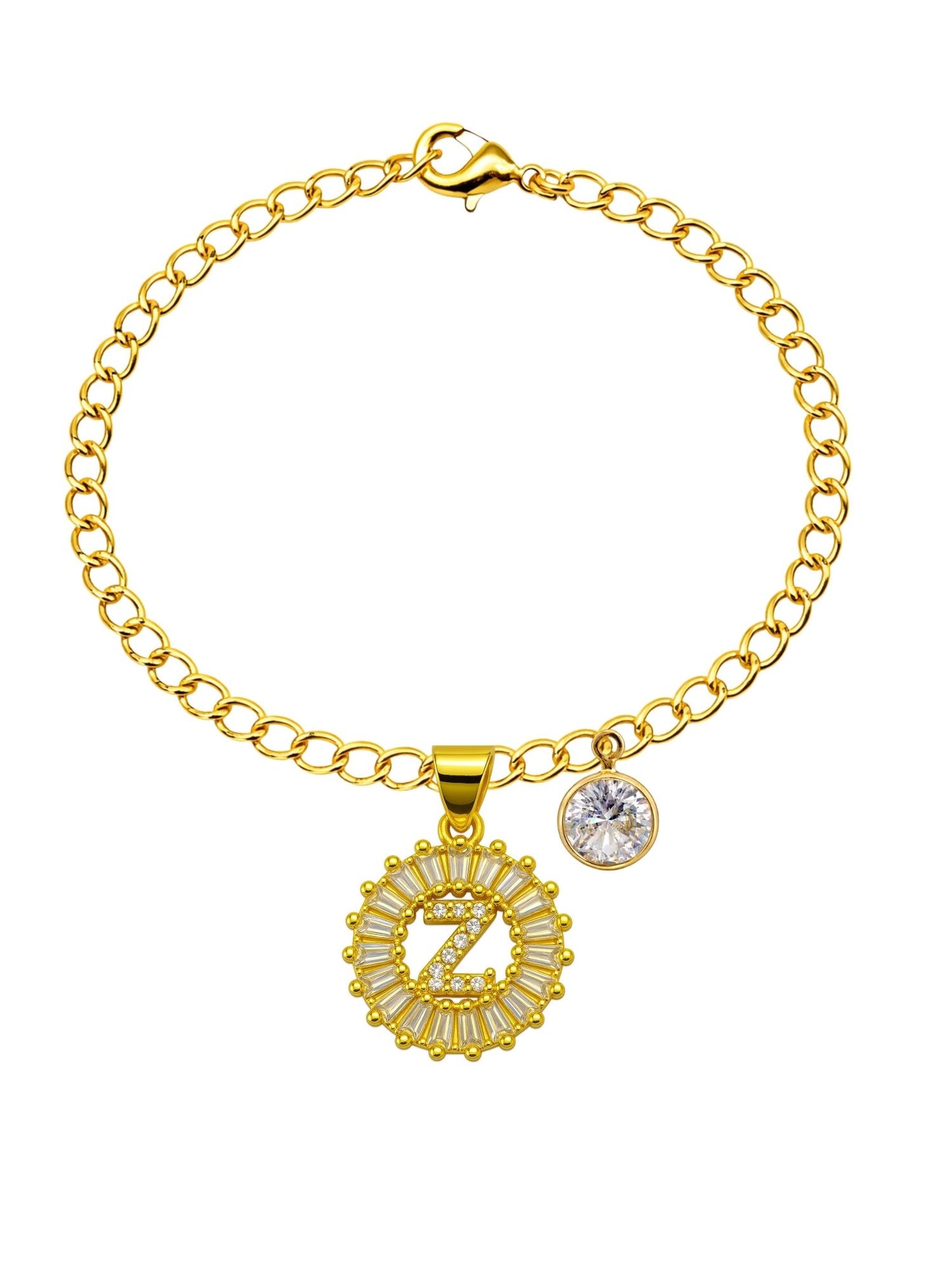 A TO Z Alphabet Circular Crystal Charm Initial Name Lumba Rakhi Bracelet For Bhaiya Bhabhi