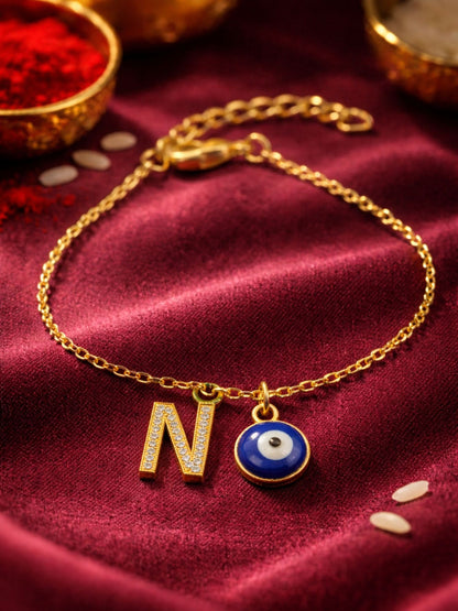 A TO Z Alphabet AD Initial Name Lumba Rakhi Bracelet For Bhaiya Bhabhi