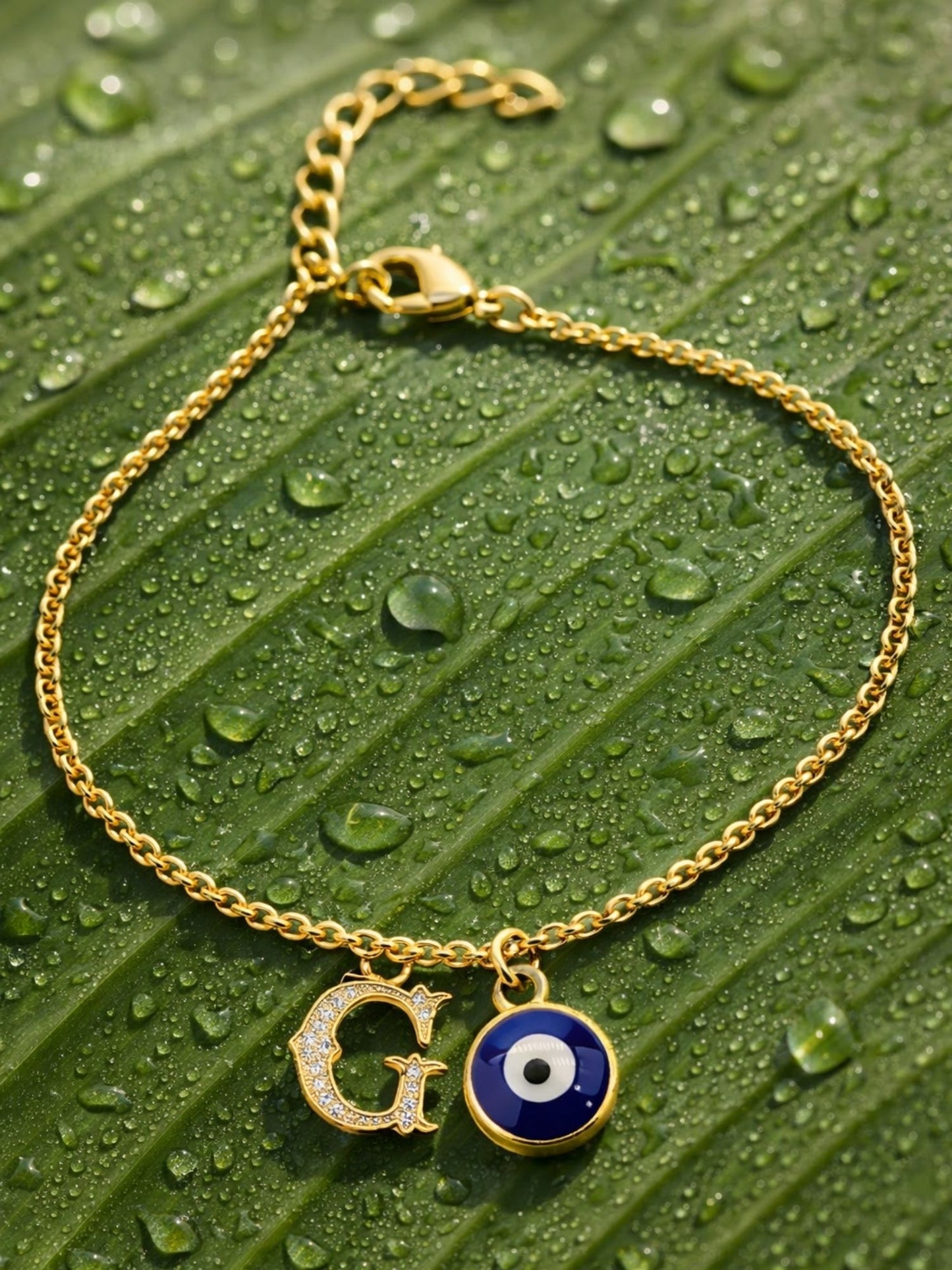 A TO Z Alphabet Blue Evil Eye Initial Name Lumba Rakhi Bracelet Gift for Bhaiya Bhabhi