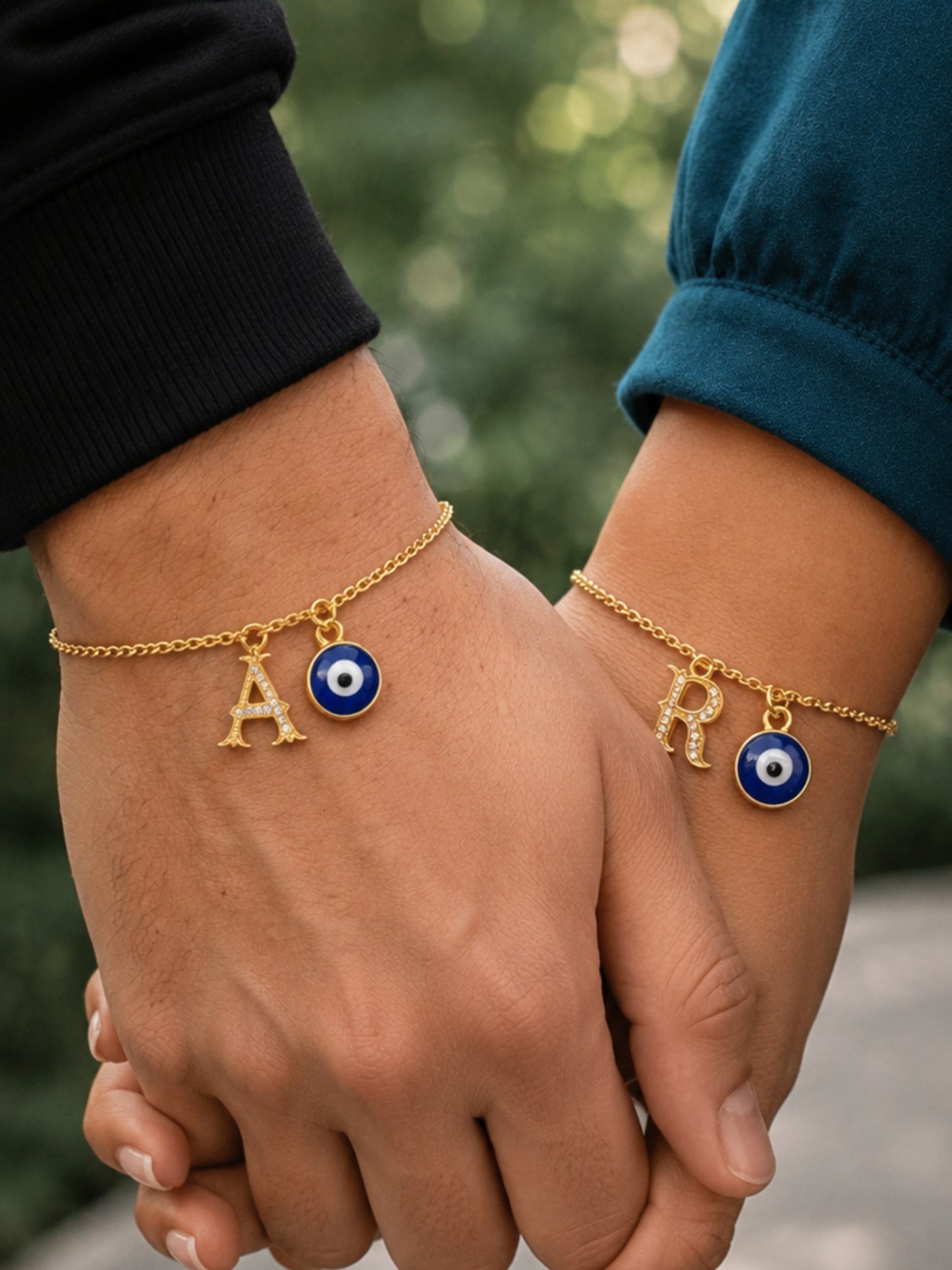 (Set of 2) A To Z Roman Alphabet Evil Eye Rakhi Bracelet Bhaiya Bhabhi