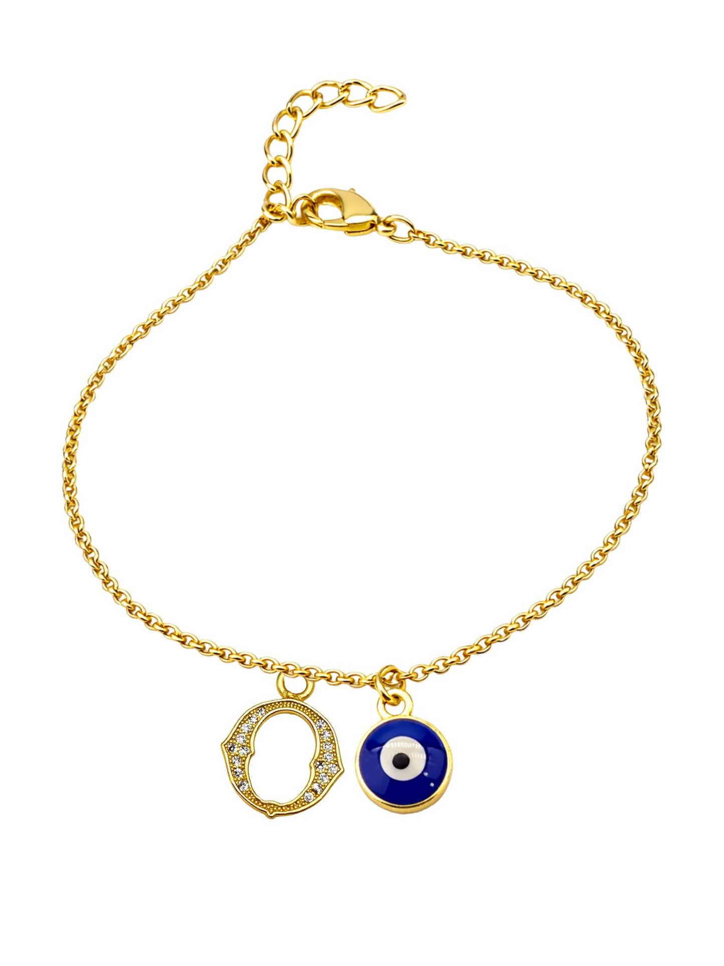 A TO Z Alphabet Blue Evil Eye Initial Name Lumba Rakhi Bracelet Gift for Bhaiya Bhabhi