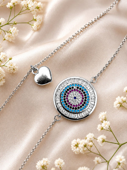 (Set of 2) Evil Eye Heart Lumba Rakhi Bracelet for Bhaiya Bhabhi
