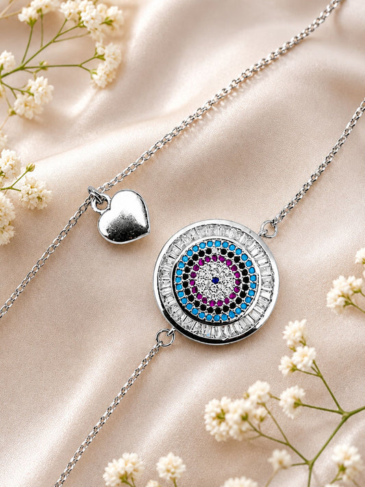 (Set of 2) Evil Eye Heart Lumba Rakhi Bracelet for Bhaiya Bhabhi