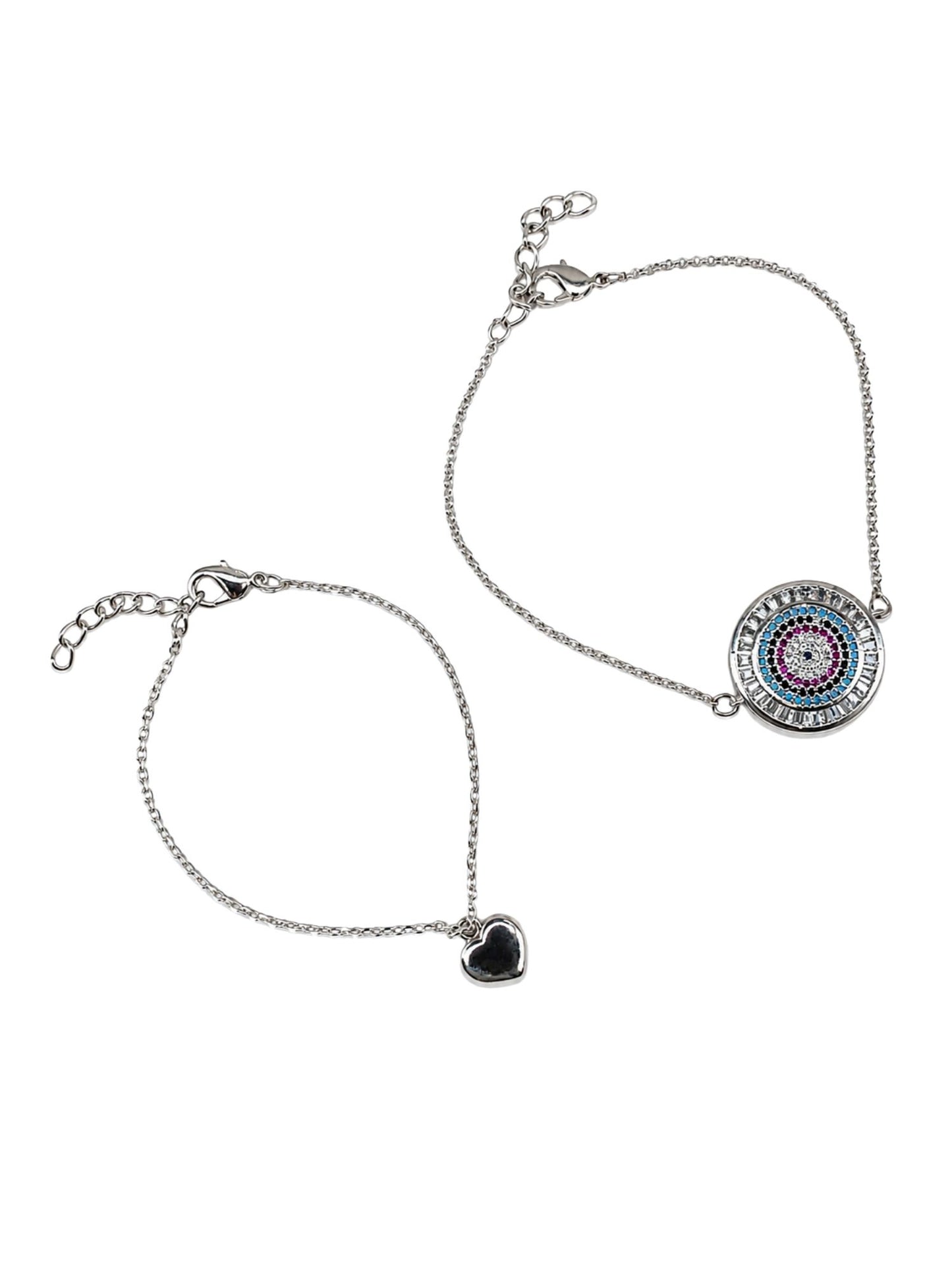 (Set of 2) Evil Eye Heart Lumba Rakhi Bracelet for Bhaiya Bhabhi