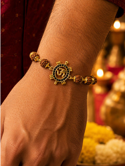 Om Rudraksha Rakhi Bracelet for Brother Rakhi Gift