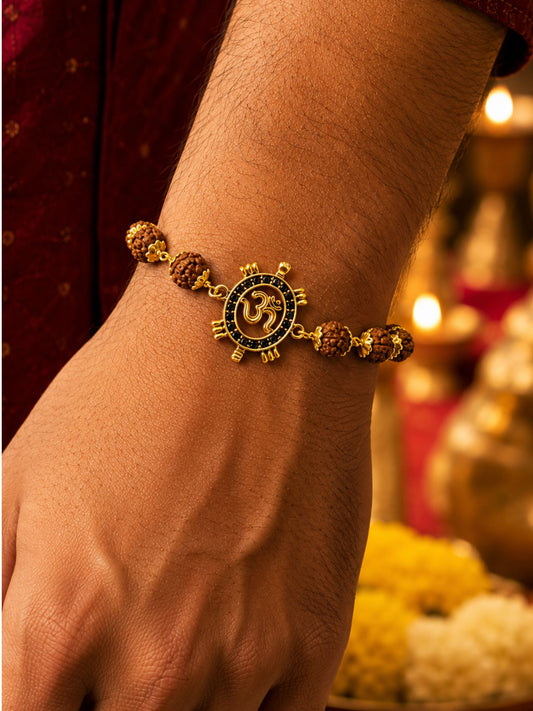 Om Rudraksha Rakhi Bracelet for Brother Rakhi Gift