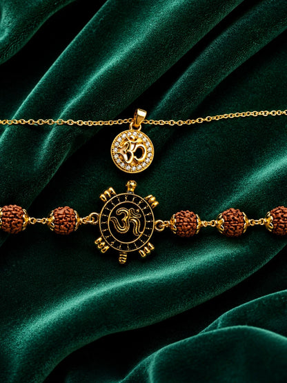 (Set of 2) Om Rudraksha Lumba Rakhi Bracelet for Bhaiya Bhabhi