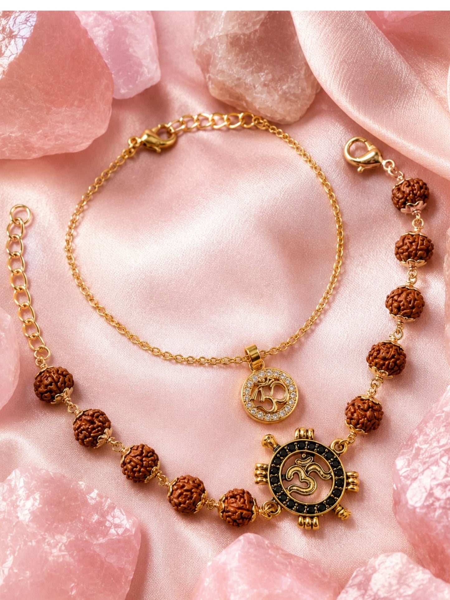 (Set of 2) Om Rudraksha Lumba Rakhi Bracelet for Bhaiya Bhabhi