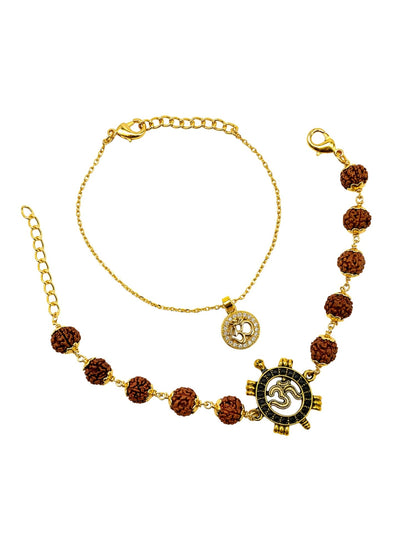 (Set of 2) Om Rudraksha Lumba Rakhi Bracelet for Bhaiya Bhabhi