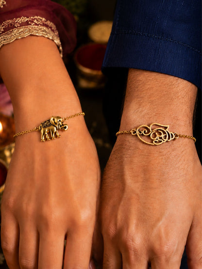(Set of 2) Om Ganesha Lumba Rakhi Bracelet for Bhaiya Bhabhi