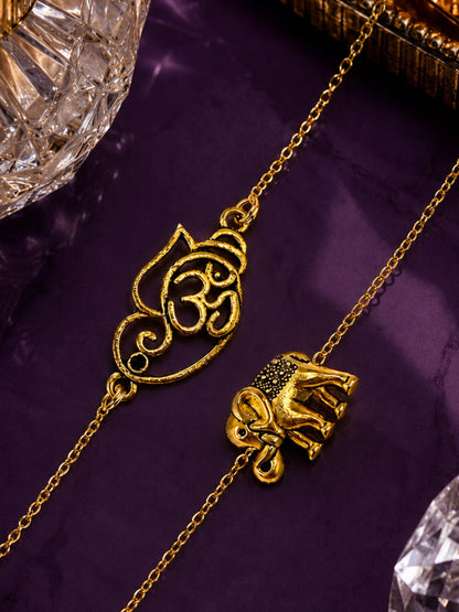 (Set of 2) Om Ganesha Lumba Rakhi Bracelet for Bhaiya Bhabhi