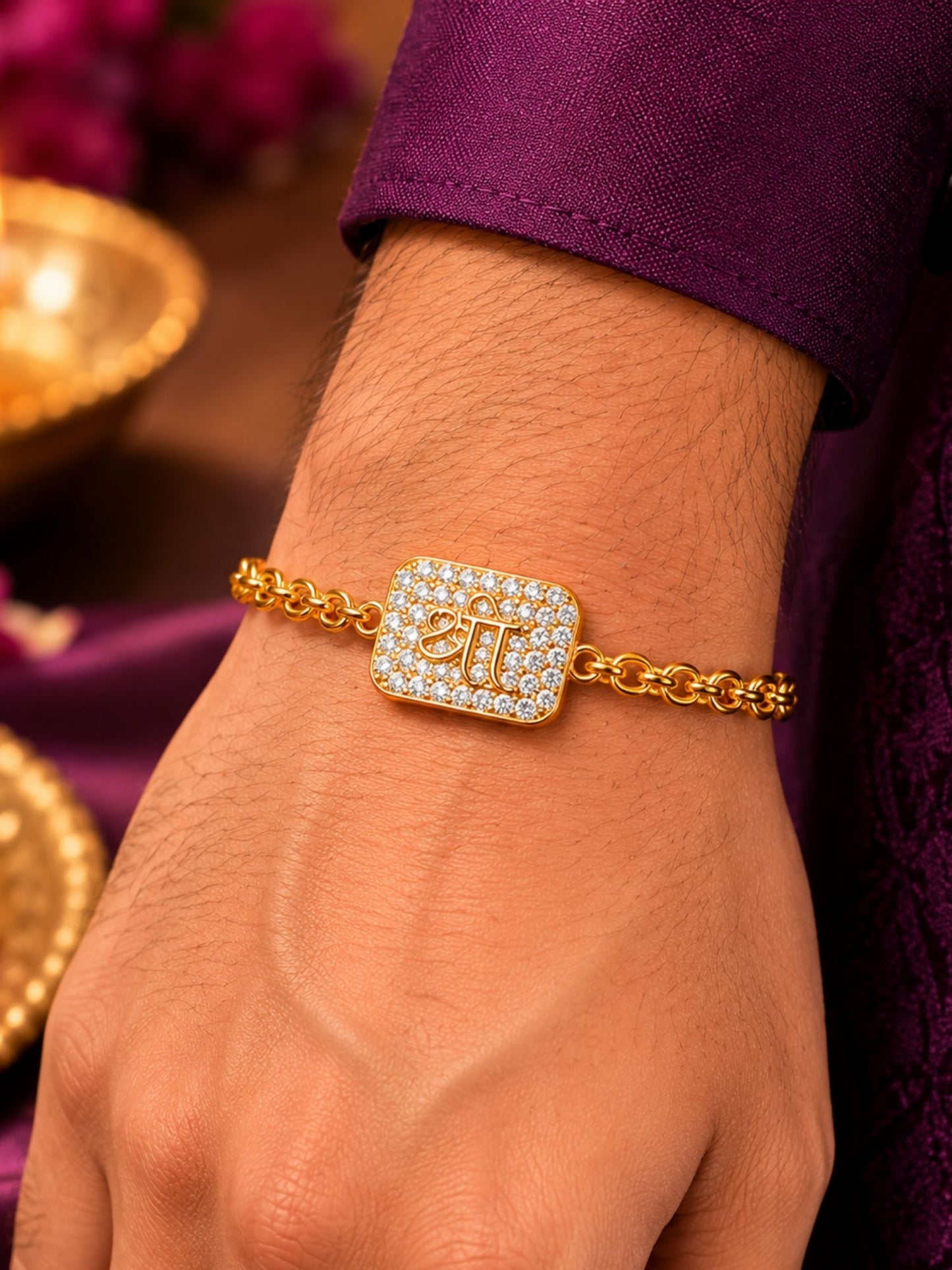Shri Charm AD Stone Rakhi Bracelet for Brother | Raksha Bandhan