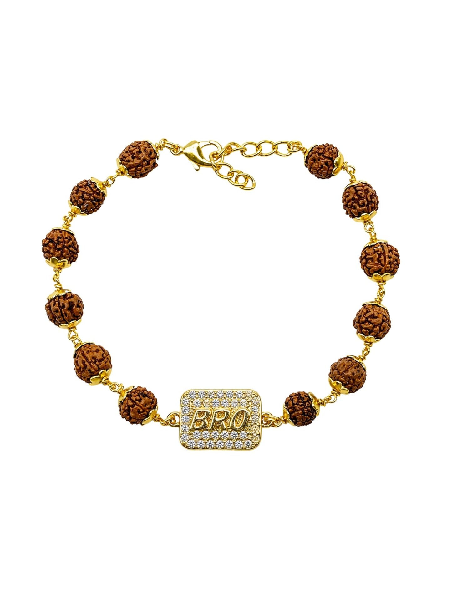 BRO Charm AD Stone Rudraksha Rakhi Bracelet for Bhaiya