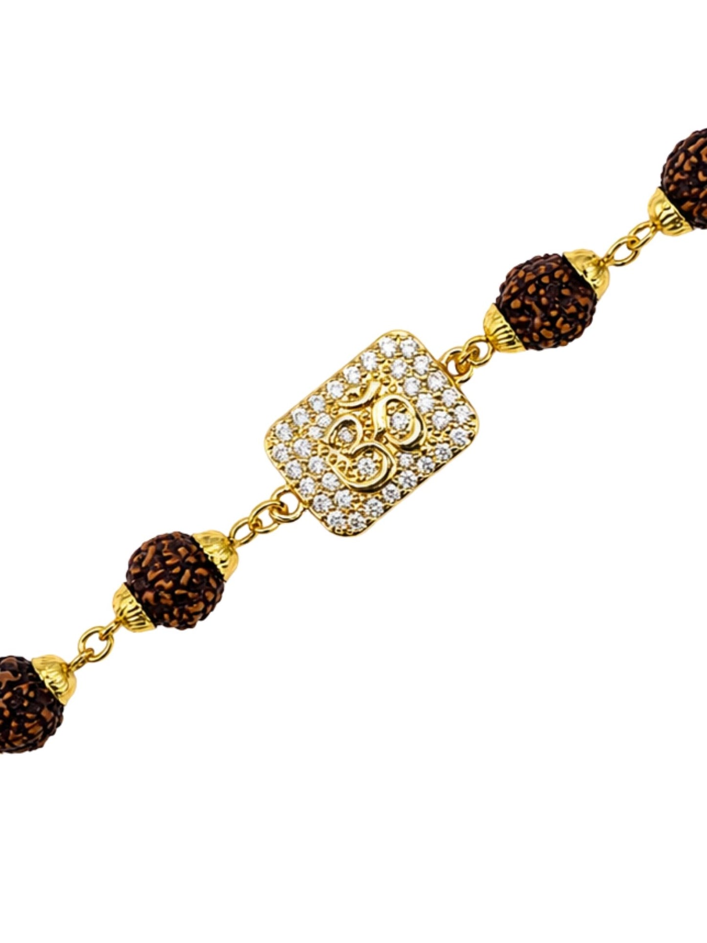 Om Charm AD Stone Rudraksha Rakhi Bracelet for Bhaiya