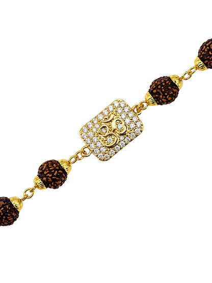 Om Charm AD Stone Rudraksha Rakhi Bracelet for Bhaiya