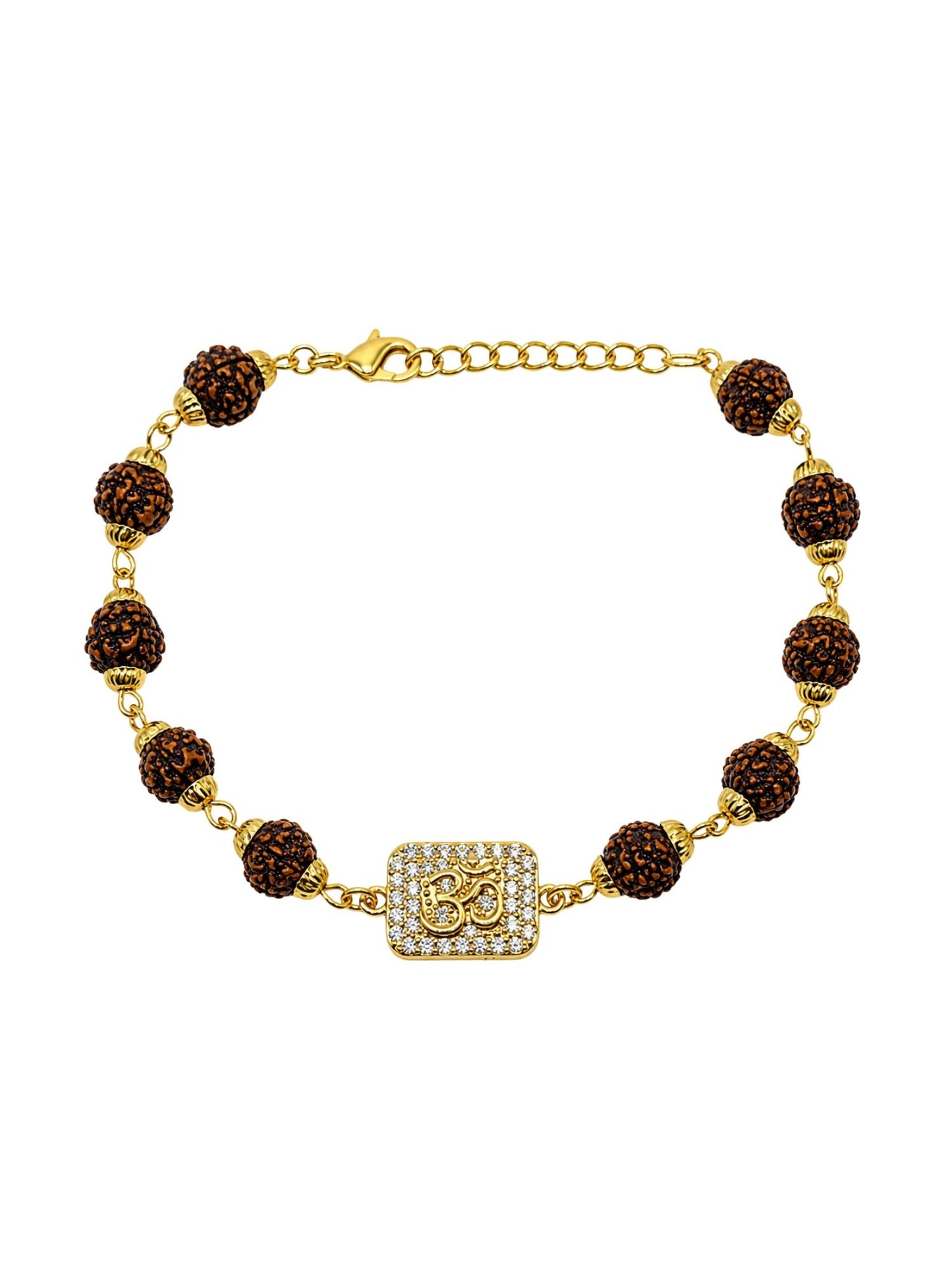 Om Charm AD Stone Rudraksha Rakhi Bracelet for Bhaiya