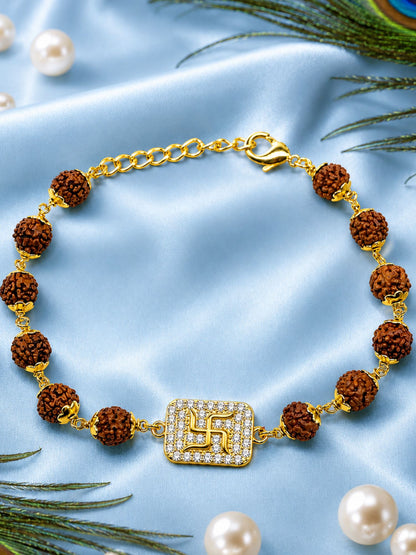 Swastik AD Charm Rudraksha Rakhi Bracelet for Bhaiya