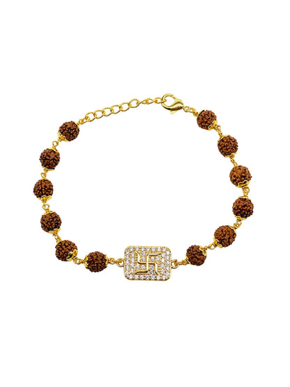 Swastik AD Charm Rudraksha Rakhi Bracelet for Bhaiya