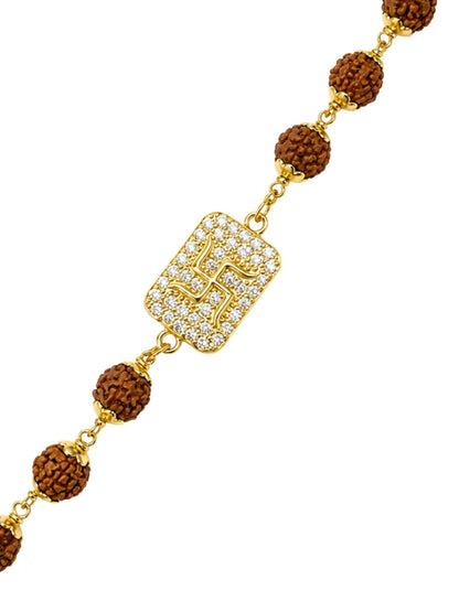 Swastik AD Charm Rudraksha Rakhi Bracelet for Bhaiya