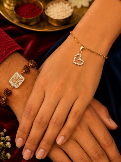 (Set of 2) AD Swastik Heart Lumba Rakhi Set